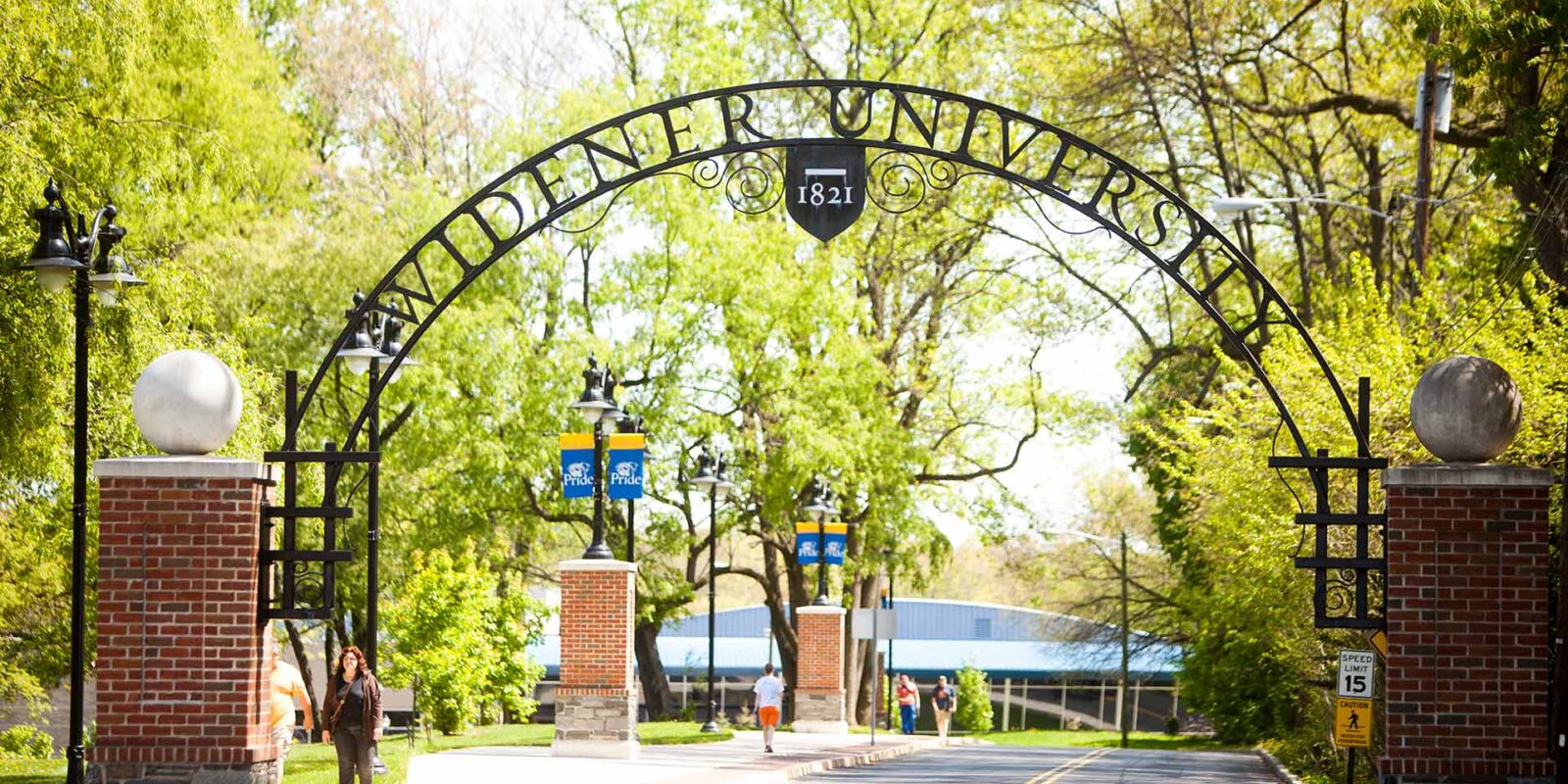 arched gate to Widener University